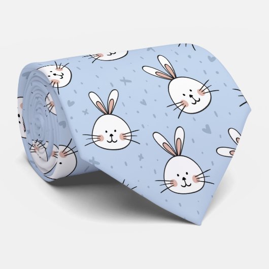 Adorable Bunny Rabbit Pattern ネクタイ (ロール)
