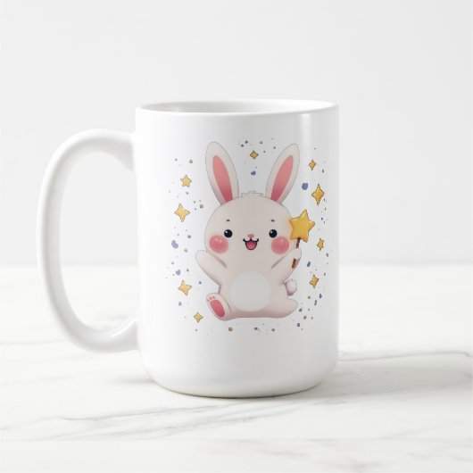 Adorable Bunny Star Mug Kawaii Animal Coffee Cup コーヒーマグカップ (左)
