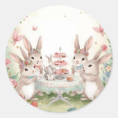 Adorable Bunny Tea Party Favor & Envelope Sticker ラウンドシール (正面)