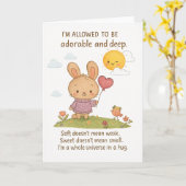 Adorable Bunny with Heart Balloon Encouragement  カード (黄色い花)