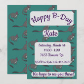 Adorable Bushbabies Illustration Happy Birthday 招待状 (正面/裏面)