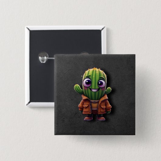 Adorable Cactus Character 缶バッジ (正面&裏面)