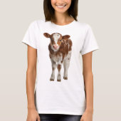 Adorable Calf Portrait on Burlap Tシャツ (正面)