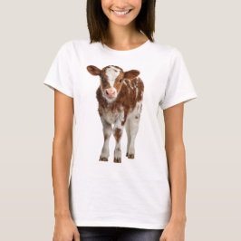 Adorable Calf Portrait on Burlap Tシャツ