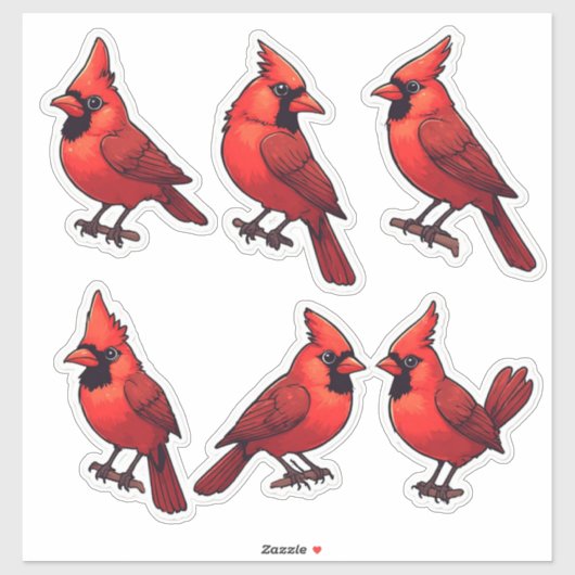 Adorable Cardinal Bird Sticker Collection シール (シート)