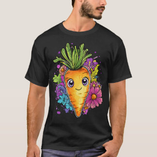 Adorable Carrot Surrounded By Colorful Blooms Tシャツ
