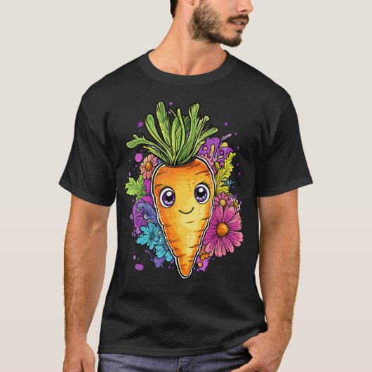 Adorable Carrot Surrounded By Colorful Blooms Tシャツ (正面)
