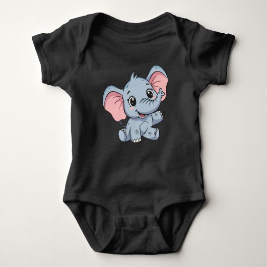 Adorable Cartoon Baby Elephant Baby Bodysuit ベビーボディスーツ (正面)