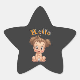 Adorable Cartoon Baby Sitting Cheerfully with Cute 星シール