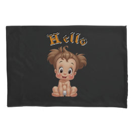 Adorable Cartoon Baby Sitting Cheerfully with Cute 枕カバー