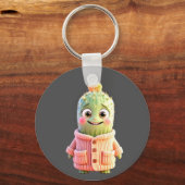 Adorable Cartoon Cactus Character  キーホルダー (正面)