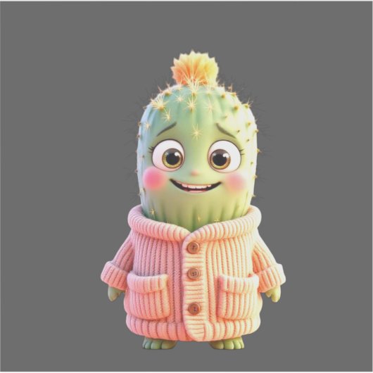 Adorable Cartoon Cactus Character  シール (正面)