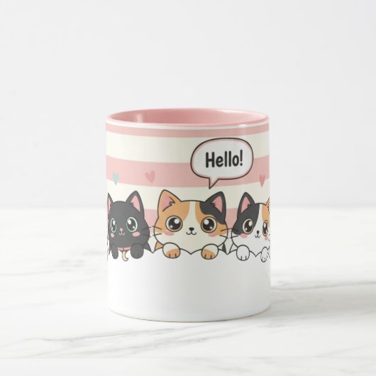 Adorable Cartoon Cat Coffee Cup マグカップ (中央)