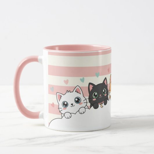 Adorable Cartoon Cat Coffee Cup マグカップ (左)