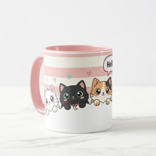 Adorable Cartoon Cat Coffee Cup マグカップ (正面左)