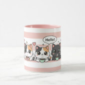 Adorable Cartoon Cat Coffee Lovers Cup マグカップ (中央)