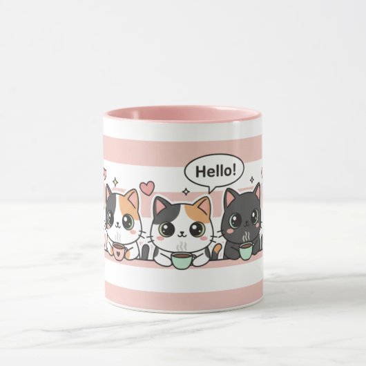 Adorable Cartoon Cat Coffee Lovers Cup マグカップ (中央)