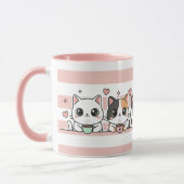 Adorable Cartoon Cat Coffee Lovers Cup マグカップ (左)