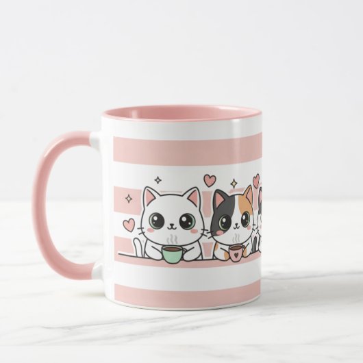 Adorable Cartoon Cat Coffee Lovers Cup マグカップ (左)