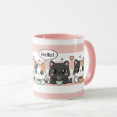Adorable Cartoon Cat Coffee Lovers Cup マグカップ (正面右)
