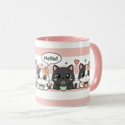 Adorable Cartoon Cat Coffee Lovers Cup マグカップ (正面右)