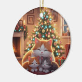 Adorable Cartoon Cat Family Christmas Tree  セラミックオーナメント (左)