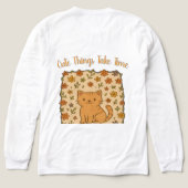 Adorable Cartoon Cat with Floral Pattern トライブレンドＴシャツ (デザイン背面)
