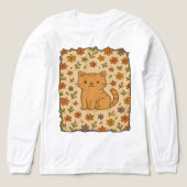 Adorable Cartoon Cat with Floral Pattern トライブレンドＴシャツ (デザイン正面)