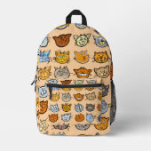 Adorable Cartoon Kitten Faces Backpack プリントバックパック (正面)