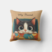 Adorable Cartoon Kitten With Big Eyes クッション (裏面)