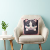 Adorable Cartoon Kitten With Big Eyes クッション (椅子)