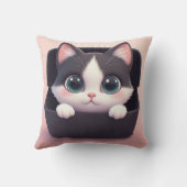 Adorable Cartoon Kitten With Big Eyes クッション (裏面)