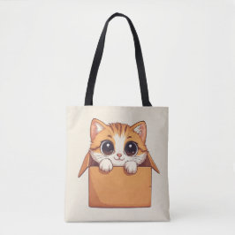 Adorable Cartoon Kitten With Big Eyes トートバッグ