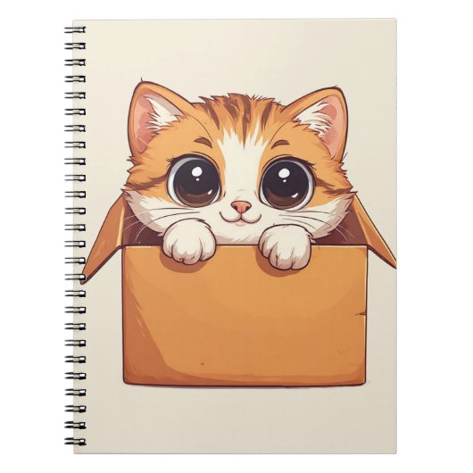 Adorable Cartoon Kitten With Big Eyes ノートブック (正面)