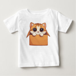 Adorable Cartoon Kitten With Big Eyes ベビーTシャツ