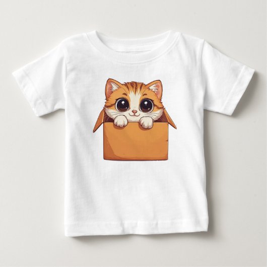 Adorable Cartoon Kitten With Big Eyes ベビーTシャツ (正面)