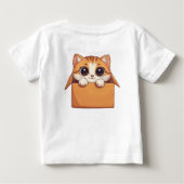Adorable Cartoon Kitten With Big Eyes ベビーTシャツ (裏面)
