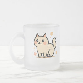  Adorable Cartoon Kitty Gift for Cat Lovers フロストグラスマグカップ