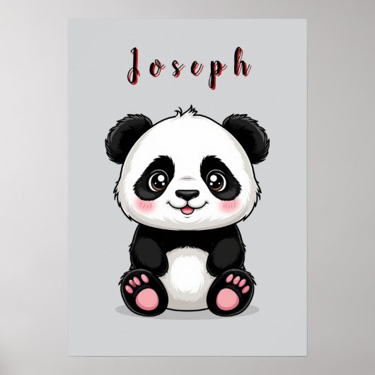 Adorable Cartoon Panda 🐼✨ Cozy Nursery Decor ポスター (正面)