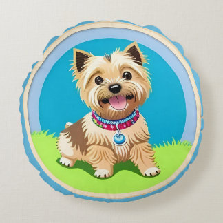 Adorable cartoon puppy for kids room decor ラウンドクッション