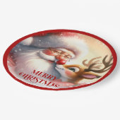 Adorable Cartoon Santa Rudolph Christmas Plates ペーパープレート (アングル)