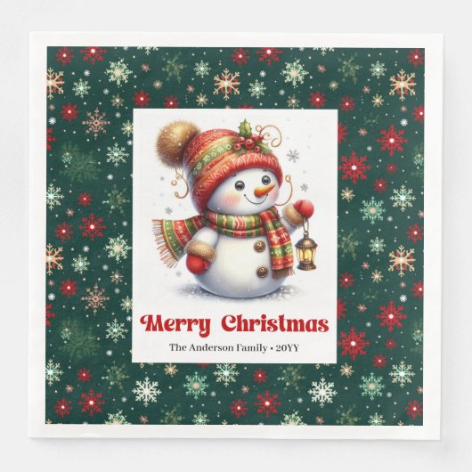 Adorable cartoon snowman with snowflakes kids  (正面)