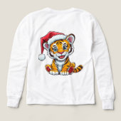 Adorable Cartoon Tiger Cub Wearing a Santa Hat (デザイン背面)