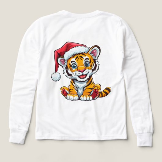 Adorable Cartoon Tiger Cub Wearing a Santa Hat (デザイン背面)