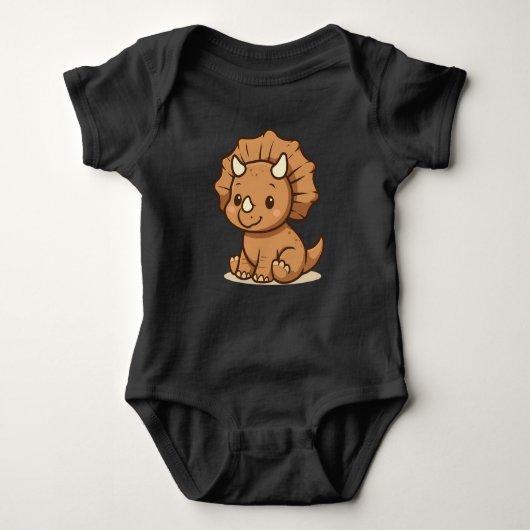 Adorable Cartoon Triceratops Baby Bodysuit ベビーボディスーツ (正面)