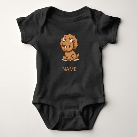 Adorable Cartoon Triceratops Baby Bodysuit ベビーボディスーツ (正面)