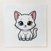 Adorable Cartoon White Cat ジグソーパズル (縦)