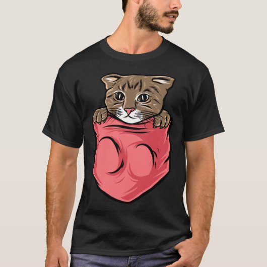 Adorable Cat  and Cute Kitten Pocket Style Tシャツ (正面)