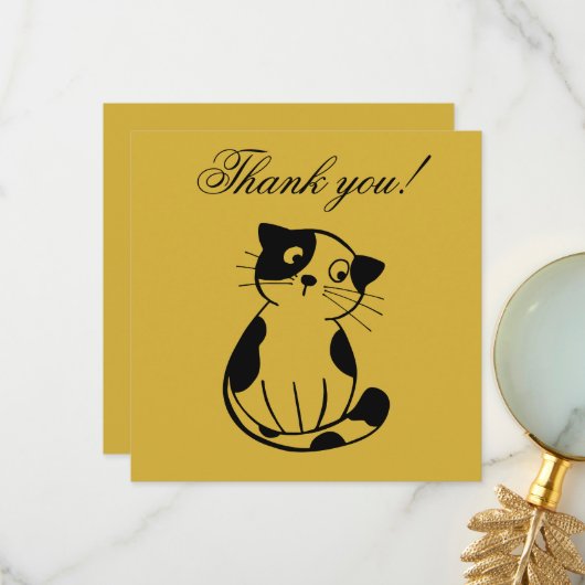 Adorable Cat Fish Design Custom サンキューカード (正面/裏面インサイチュ)
