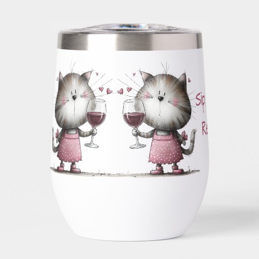 Adorable Cat Funny Wine Tumbler (正面)